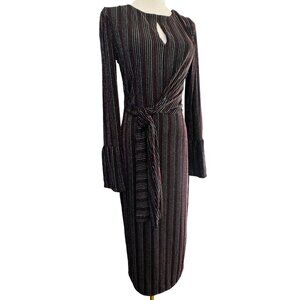 French Connection S Paula Keyhole Metallic Stripe Dress Multi Stripe NWT